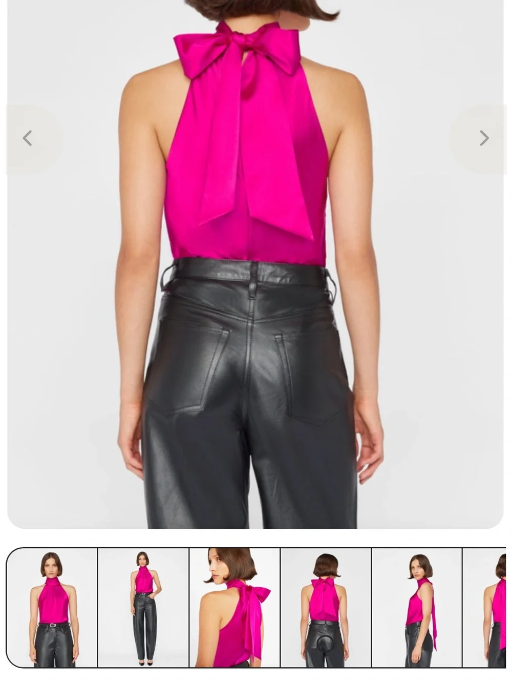 Frame Denim draped neck tie halter top Magenta
